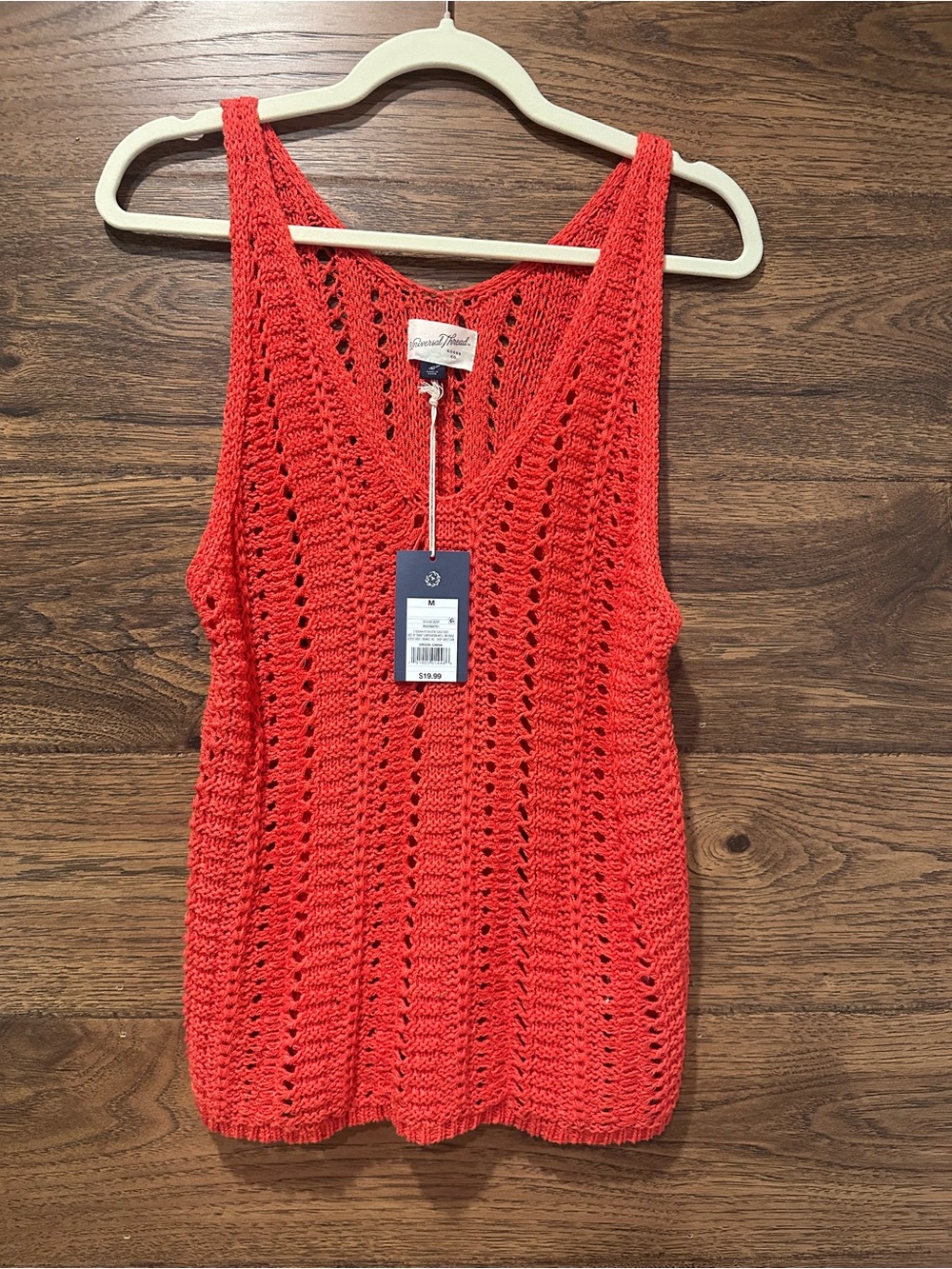 Universal Thread M Coral Crochet Tank Top